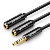Ugreen cable divisor de auriculares 3,5 mm mini jack AUX 25cm negro (20816)