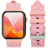 Kingxbar Crystal Fabric Band brățară brățară pentru ceas 6 / SE / 5 / 4 / 3 / 2 (40mm / 38mm) silicon curea cristal bandă roz