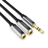 Cable de auriculares Ugreen AV123 miniconector de 3,5 mm (macho) - 2x miniconector de 3,5 mm (hembra) - negro