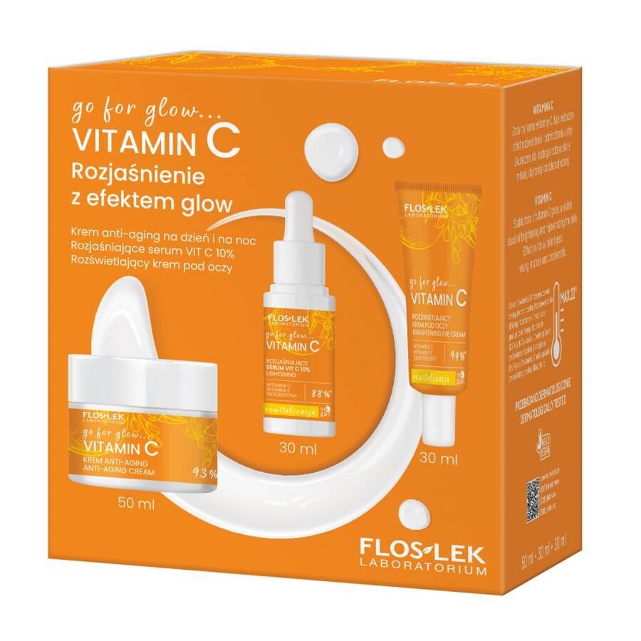 Floslek go for glow...VITAMIN C Brightening with glow effect set anti-aging day and night cream 50 ml + brightening Vit C 10% serum 30 ml + brightening eye cream 30 ml
