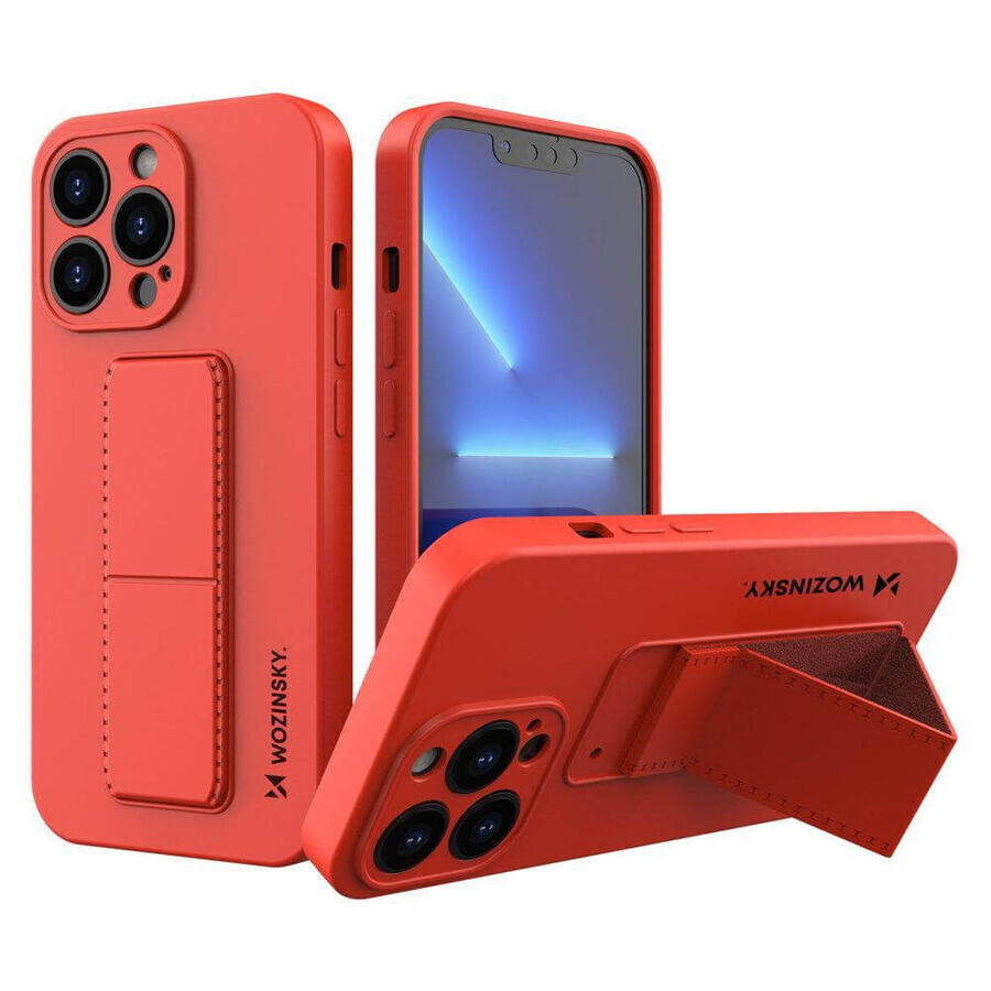 Wozinsky Kickstand Case étui en silicone avec support iPhone 13 rouge
