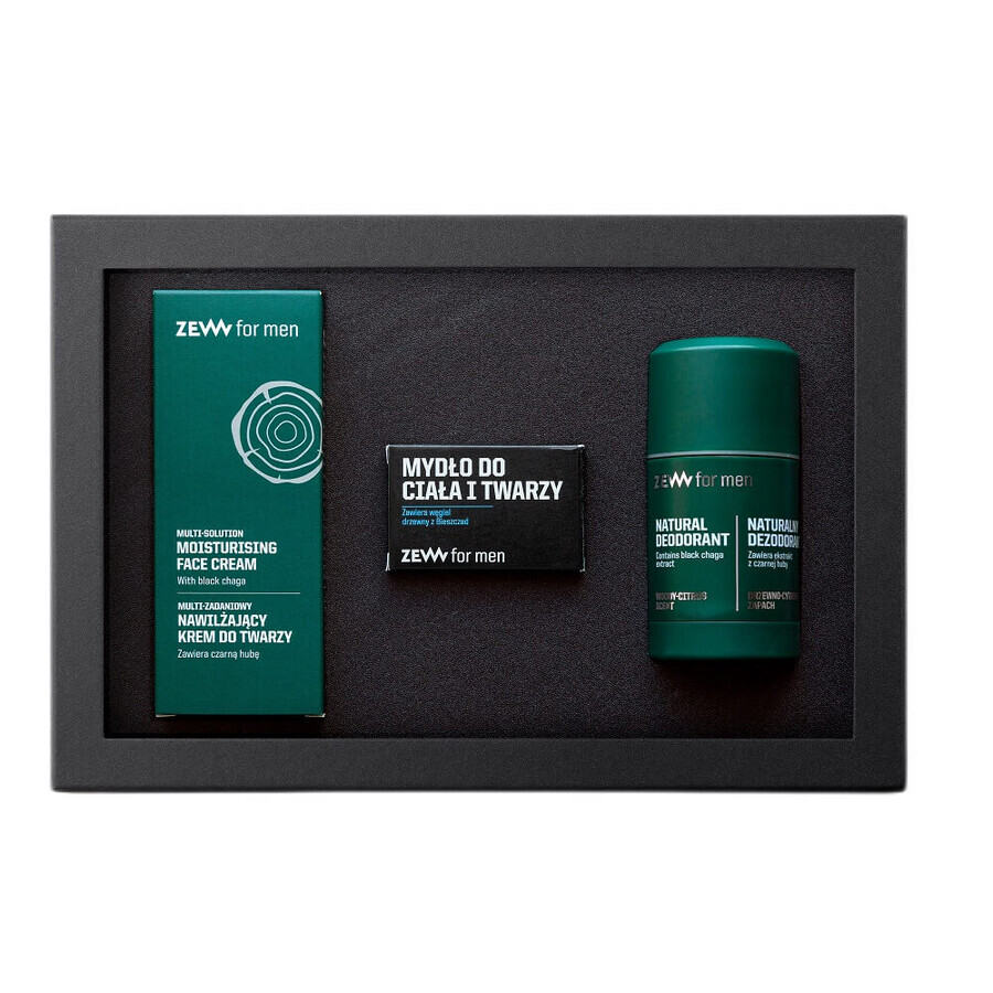 Zew For Men Set For Everyone Moisturizing Face Cream 80 ml + Body and Face Soap 85 ml + Deodorant Stick 80 ml