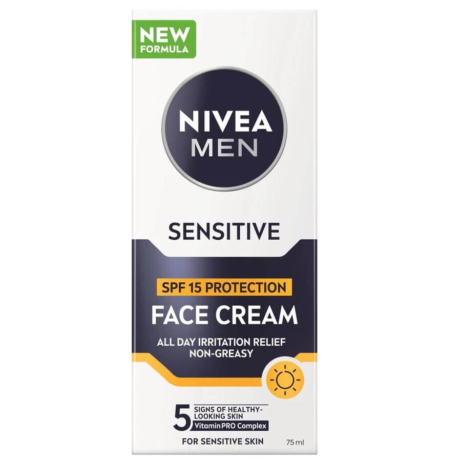 Nivea Men Sensitive Crema Viso Protettiva SPF15, 75 ml