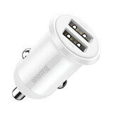 Baseus Grain Pro autolader 2x USB 4.8 A wit (CCALLP-02)