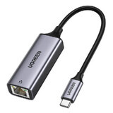 Ugreen externe netwerkkaart RJ45 - USB Type C (1000 Mbps/ 1 Gbps )Gigabit Ethernet grijs (CM199)