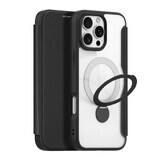 Funda Dux Ducis Skin X Pro para iPhone 16 Pro con MagSafe, solapa y soporte - negro