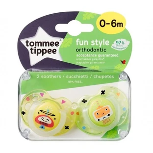 Sucette Tommee Tippee Fun Style 0-6m Jaune, 2 pièces