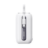 Joyroom mini powerbank 10000mAh Colorful Series 22.5W cu 2 cabluri USB C și Lightning încorporate alb (JR-L012)