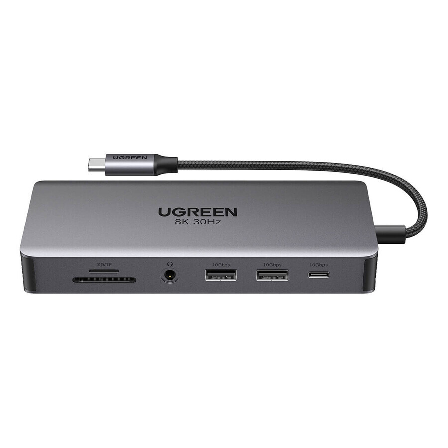 HUB Ugreen CM681 15978 13in1 USB-C - 2x USB-A 3.2 / 2x USB-A 3.0 / USB-C 3.2 / 2x HDMI / DisplayPort / RJ45 / SD en TF / AUX / USB-C PD