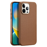 Funda de piel Dux Ducis Grit para iPhone 14 Pro Max elegante funda de piel sintética (compatible con MagSafe) marrón