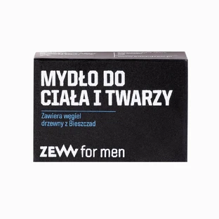 Zew For Men Lichaams- en Gezichtszeep met Bieszczady Houtskool, 85 ml