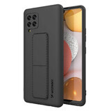 Wozinsky Kickstand Case funda de silicona con soporte Samsung Galaxy A42 5G negro