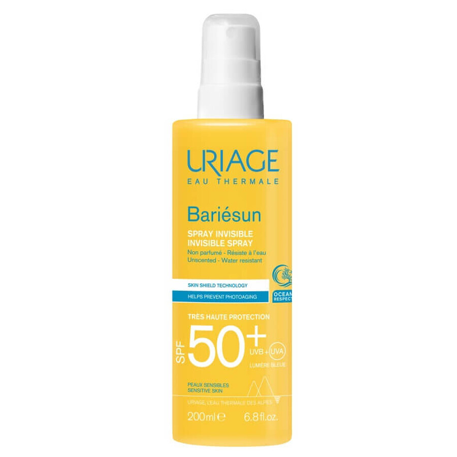 Uriage Bariesun Invisible Spray Protezione solare spray senza profumo SPF50+, 200 ml