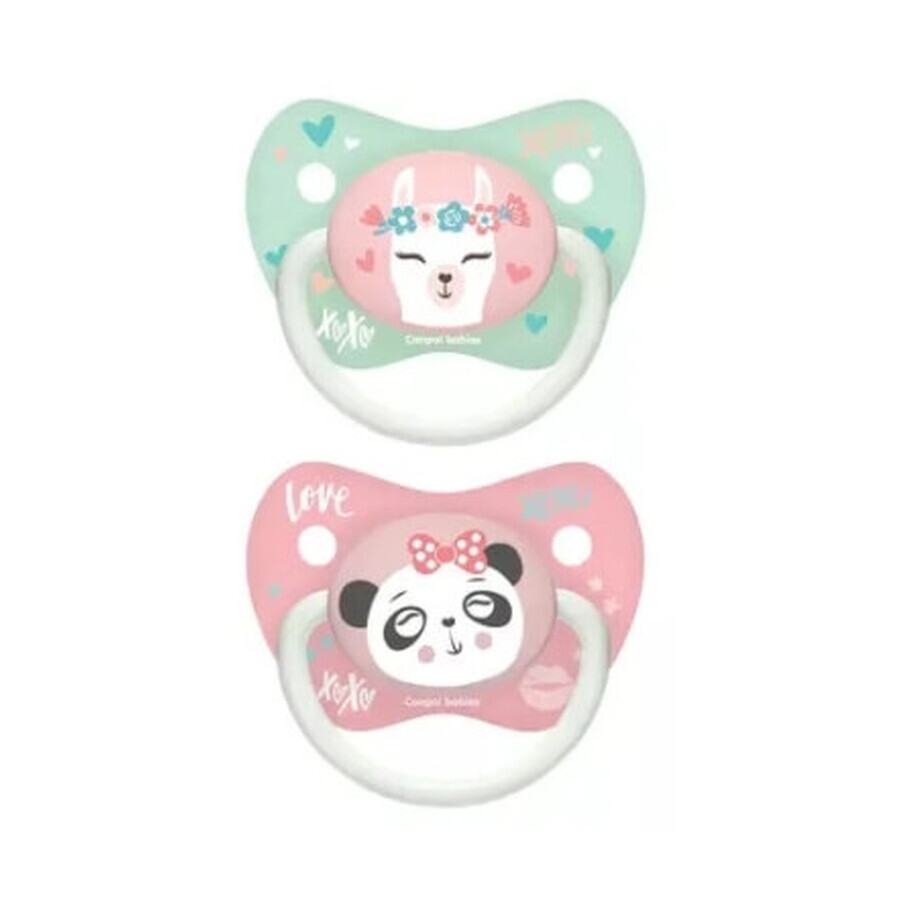 Canpol, succhietto, silicone, anatomico Animali esotici 6-18m, 23/921, rosa, 2 pezzi