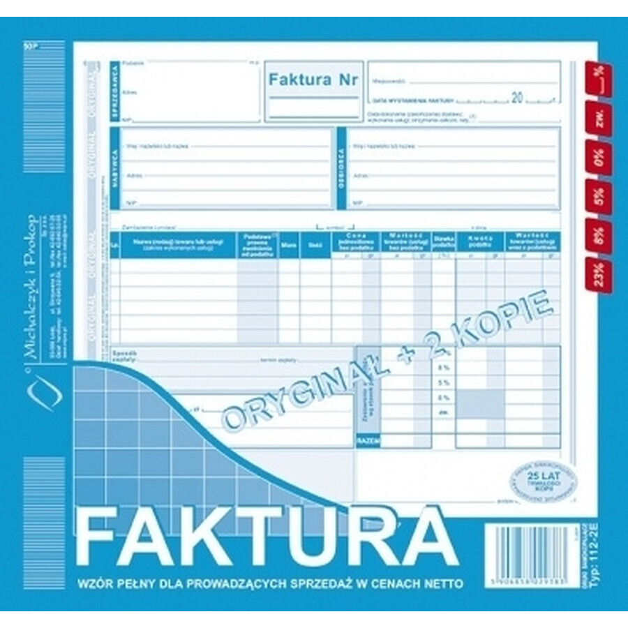 Stampa fattura IVA 2/3 A4, originale + copia x2