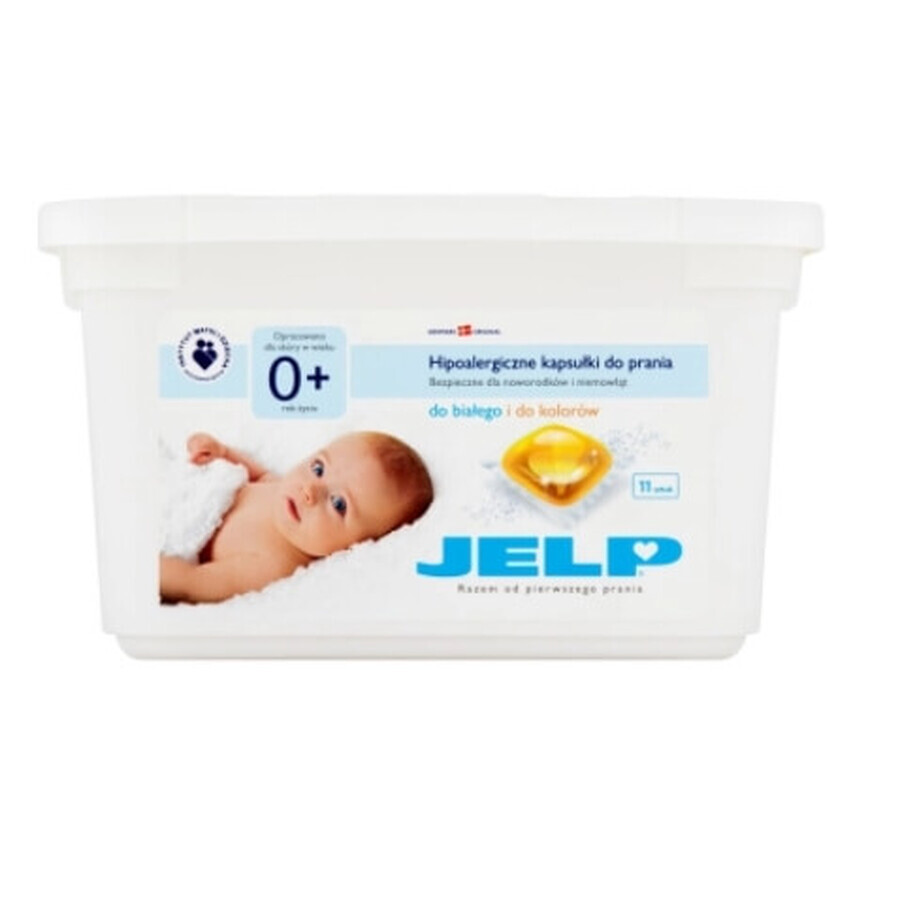 Jelp 0+ Hypoallergenic white and color wash capsules, 11 pieces