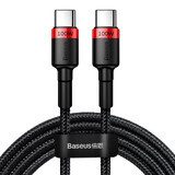 Baseus CATKLF-AL91 USB-C - USB-C PD QC 100W 5A 480Mbps 2m kabel - zwart/rood