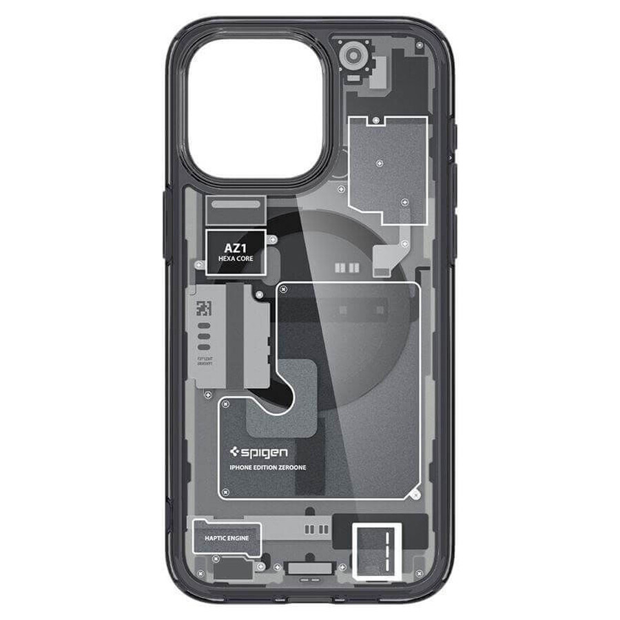 Funda Spigen Ultra Hybrid Mag con MagSafe para iPhone 15 Pro Max - gris oscuro (diseño Zero One)