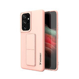 Wozinsky Kickstand Case funda de silicona con soporte Samsung Galaxy S21 Ultra 5G rosa
