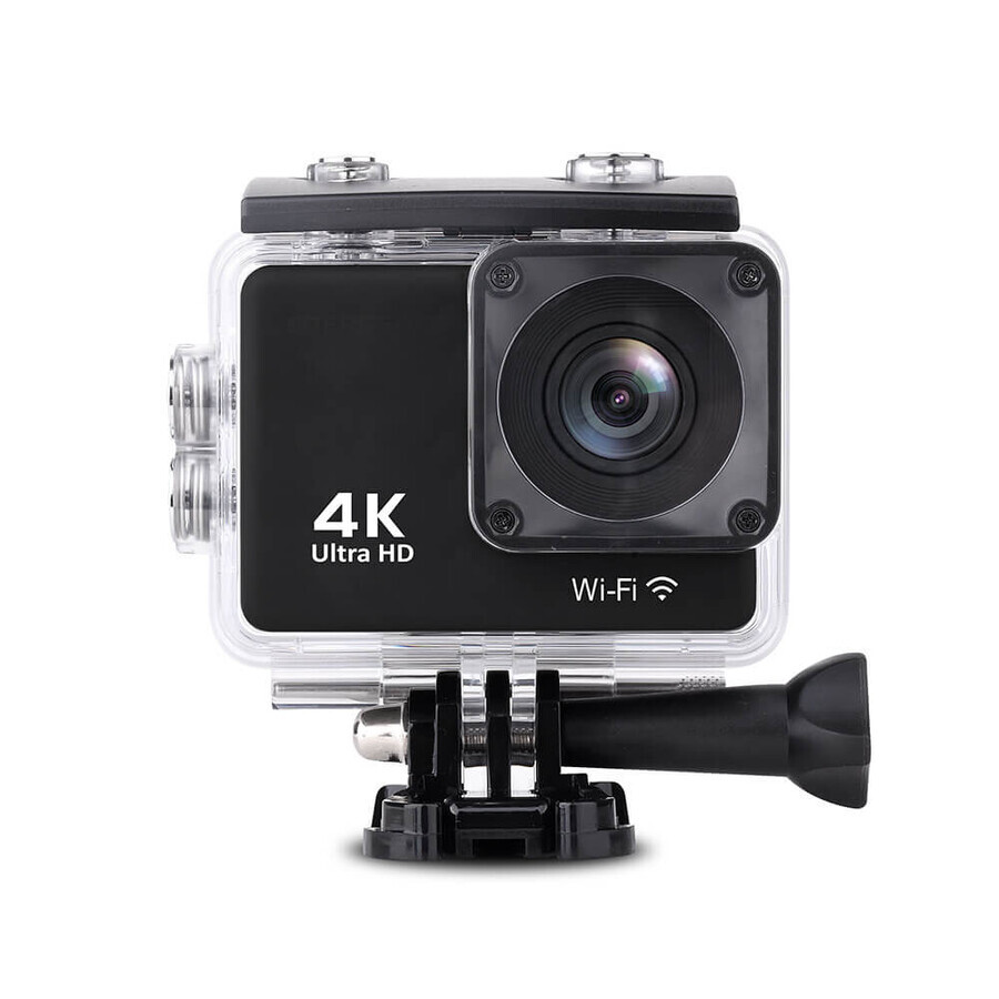 DV8500 4K Wi-Fi 16Mpx rezistent la apă, cameră sport cu unghi larg + accesorii - negru