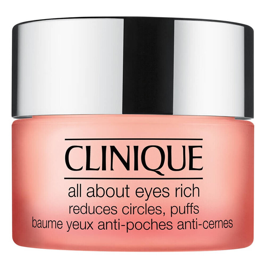 Clinique All About Eyes Rich Cream pour réduire les ecchymoses et les poches ainsi que les rides et ridules, 30ml