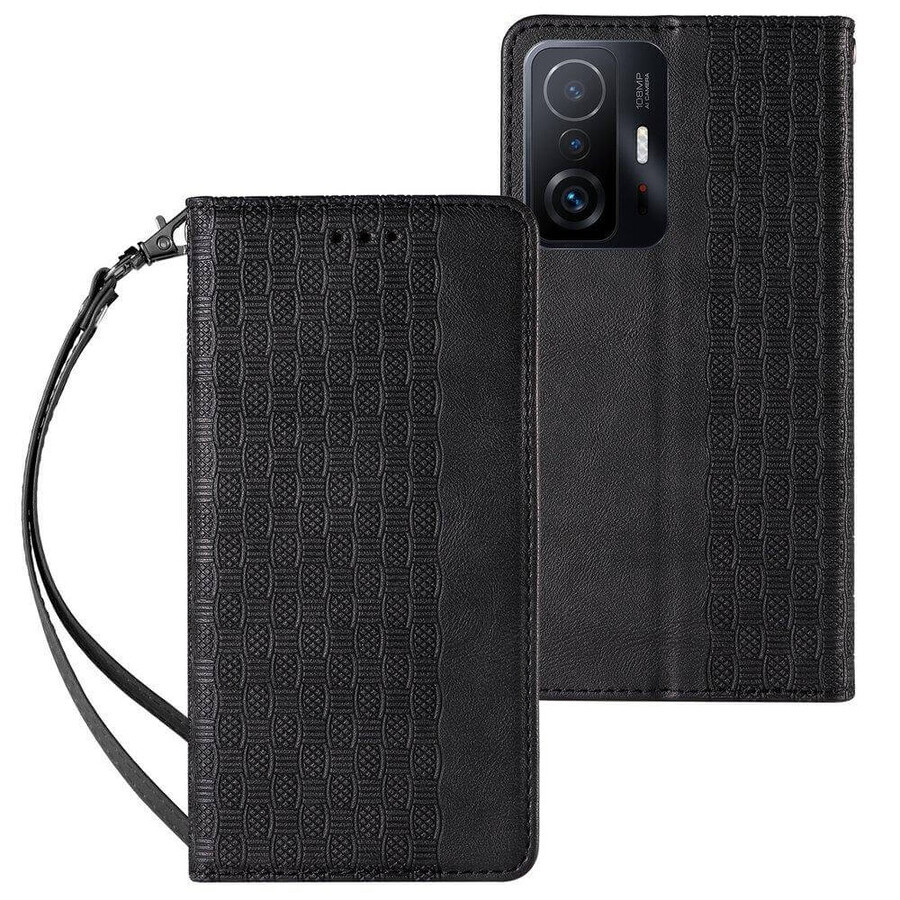 Magneetband hoesje voor Samsung Galaxy A13 5G portemonnee hoesje + mini sleutelkoord hanger zwart