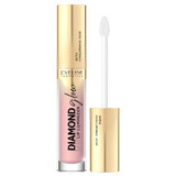 Eveline Cosmetics Diamond Glow Lip Luminizer Lip Gloss with Hyaluronic Acid 03 Caramel Ice Cream, 4.5 ml.