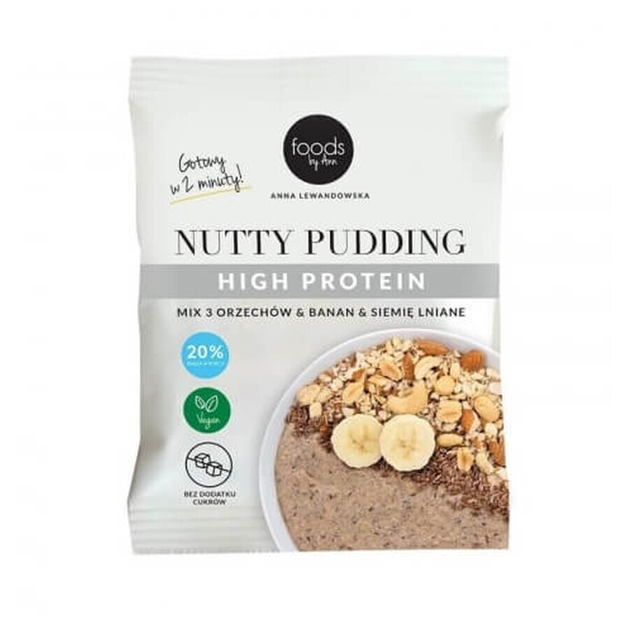 Foods By Ann Nutty Pudding Mix ad alto contenuto proteico di 3 noci amp; banana amp; semi di lino, 50 g