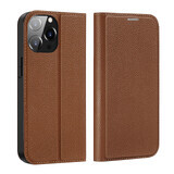 Custodia Dux Ducis Skin X2 per iPhone 14 Pro Max con sportellino magnetico marrone