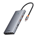 Baseus PortalJoy Series 13in1 USB-C HUB - 2x HDMI / DP / VGA / USB-A 3.1 / USB-C 3.1 / USB-A 2.0 / PD / RJ45 / SD / TF / AUX - gray