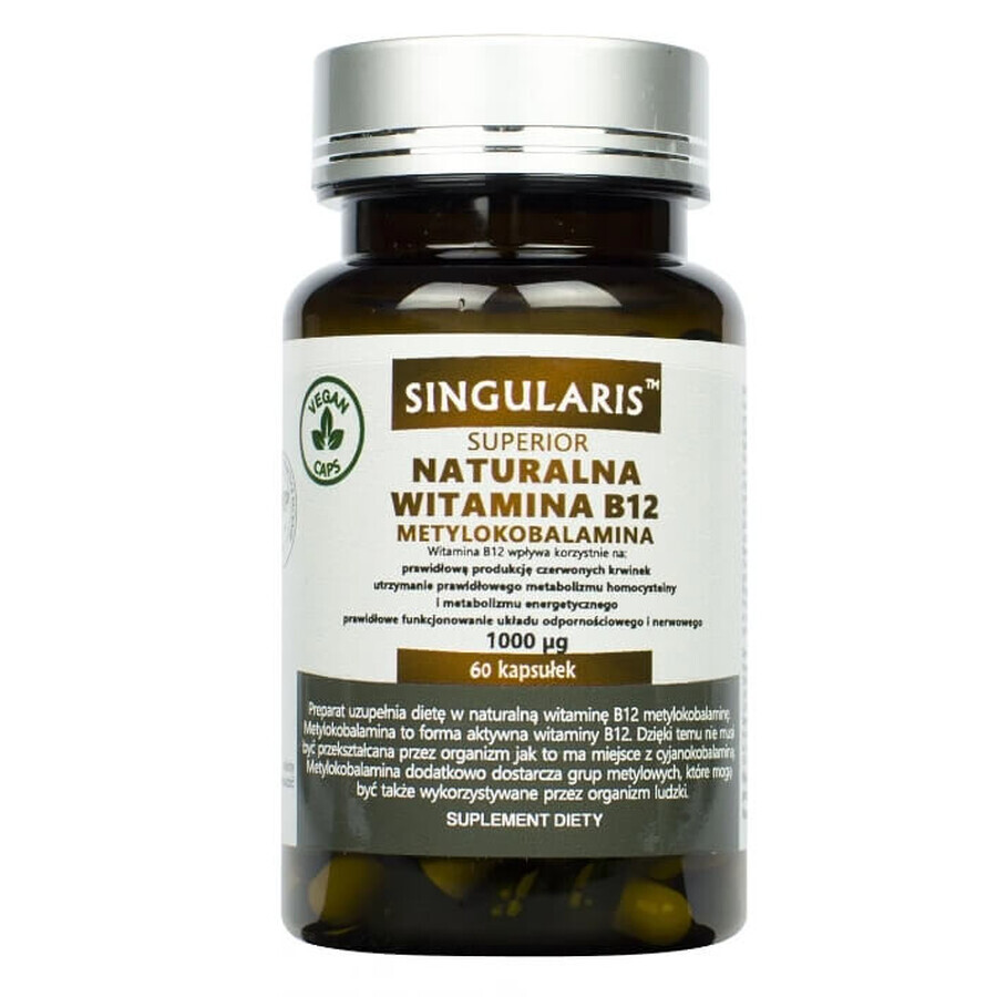 Singularis, Natural Vitamin B12 Methylcobalamin 990 mg + 1 mg Bioperine, 60 capsules