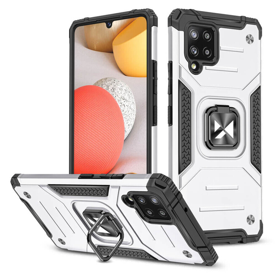 Wozinsky Ring Armor étui hybride blindé + support magnétique Samsung Galaxy A42 5G argenté