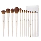 Jessup Set de brochas integrales de lujo gris claro para maquillaje de ojos y rostro T329, 14 piezas