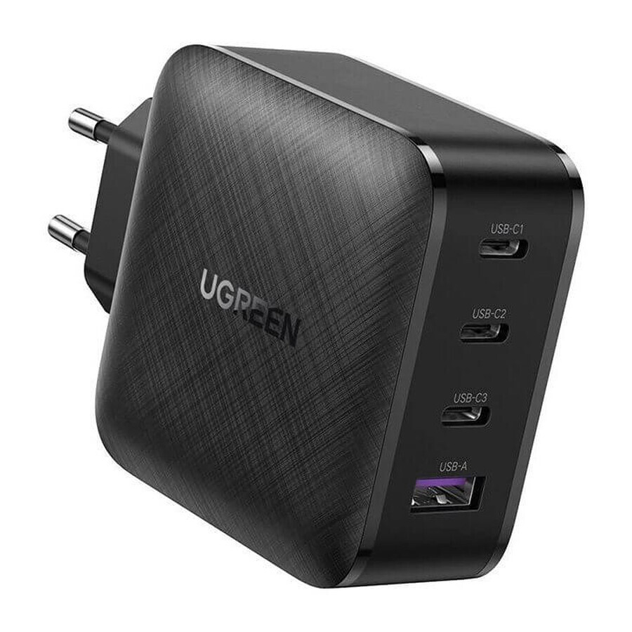 Ugreen GaN PPS 65W USB / 3x USB Tipo C QC 3.0 Power Delivery SCP FCP AFC (Nitruro di Gallio) caricatore rapido nero (CD224 70774)