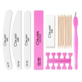 Set de manicura Clavier Lima de uñas, 3 piezas + Palitos de manicura, 10 piezas + Separador de pedicura + Radiador + Bloque pulidor + Pulidor