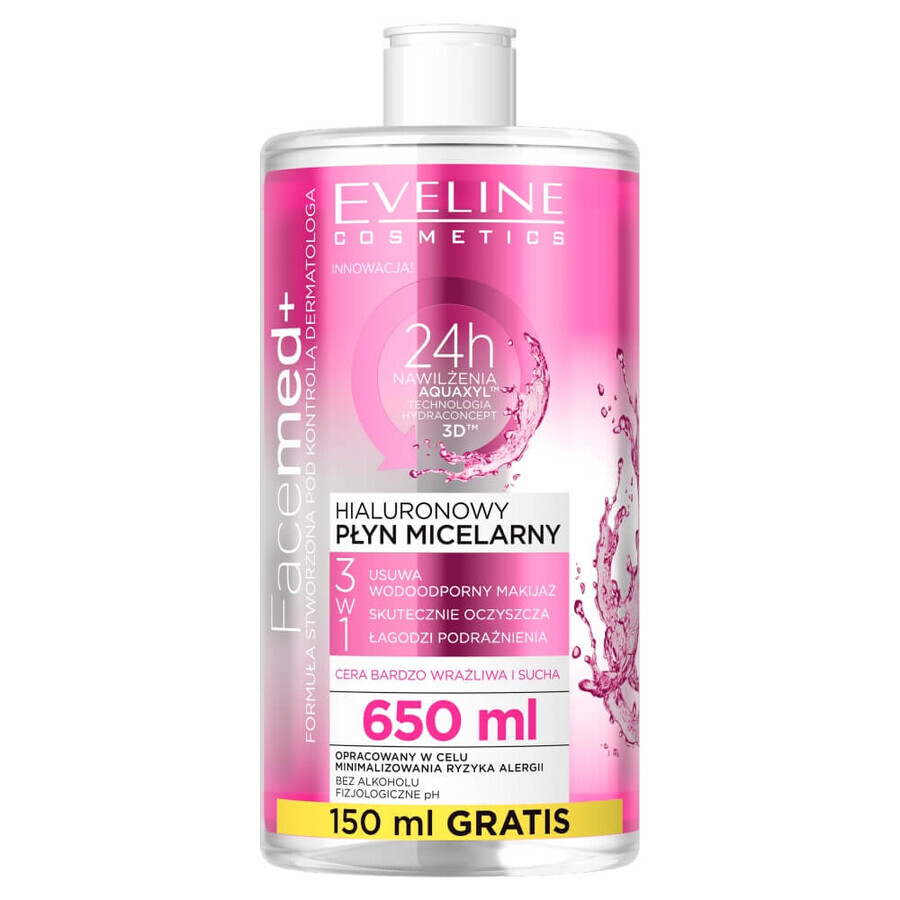 Eveline Facemed+ Lozione micellare ialuronica 3in1, 650 ml