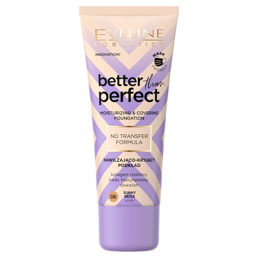 Eveline Cosmetics Better Than Perfect Fond de ten hidratant și acoperitor 06 Sunny Beige, 30 ml