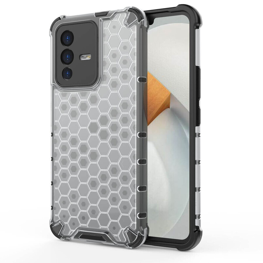 Honingraat gepantserde hoes met gel frame Vivo V23 5G duidelijk