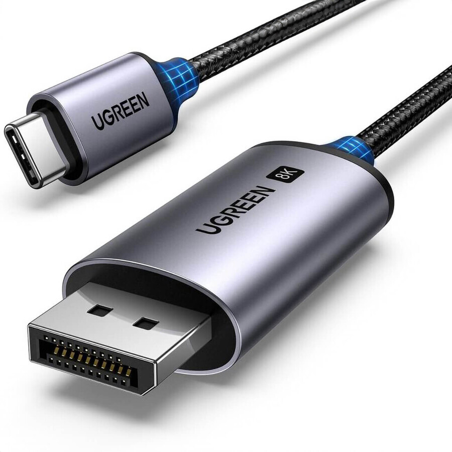Ugreen CM556 kabel met USB-C en DisplayPort 8K connectoren 1 m lang - grijs