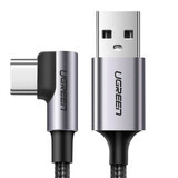 Cablu Ugreen US284 70255 USB-A (drept) / USB-C (unghiular) 3A 3m - gri