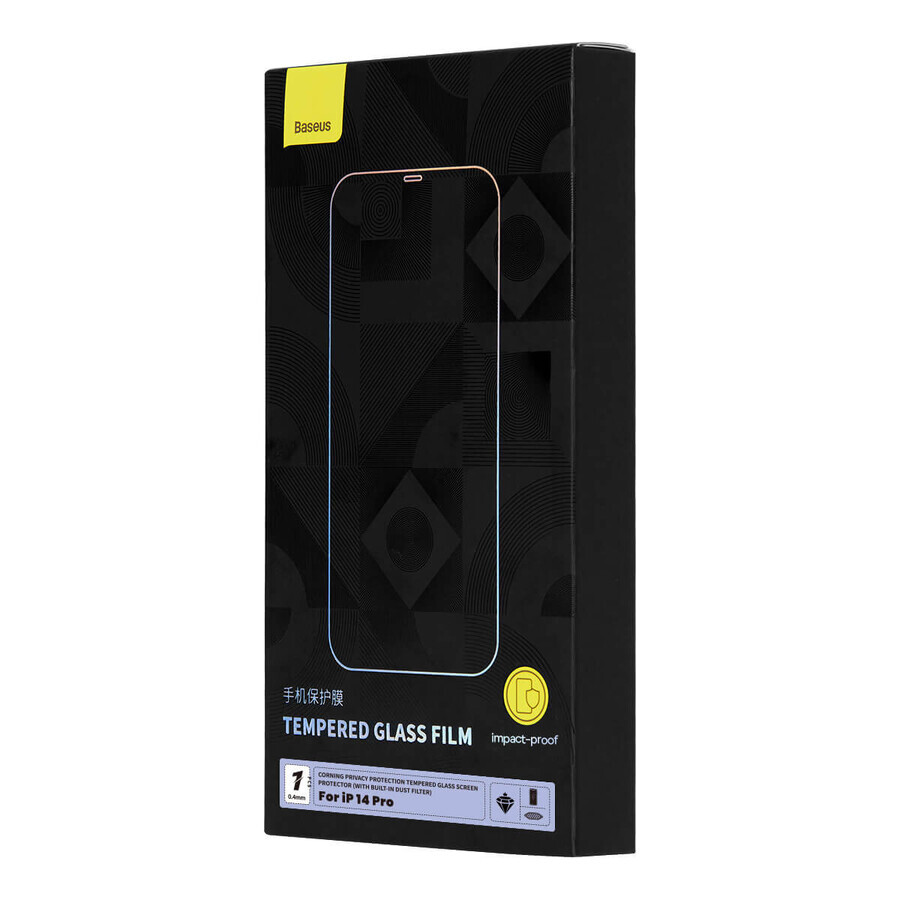 Baseus Privacy verre trempé pour iPhone 14 Pro plein écran 0.4mm filtre anti espion + kit de montage