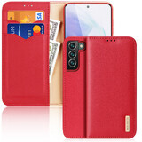 Dux Ducis Hivo funda con solapa de cuero natural cartera para tarjetas y documentos Samsung Galaxy S22+ (S22 Plus) rojo