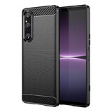 Étui en carbone pour Sony Xperia 1 V étui en carbone flexible en silicone noir