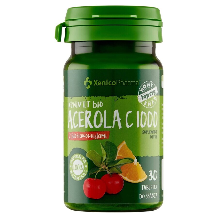 XeniVIT BIO Acerola C1000 con bioflavonoides, 30 pastillas para chupar