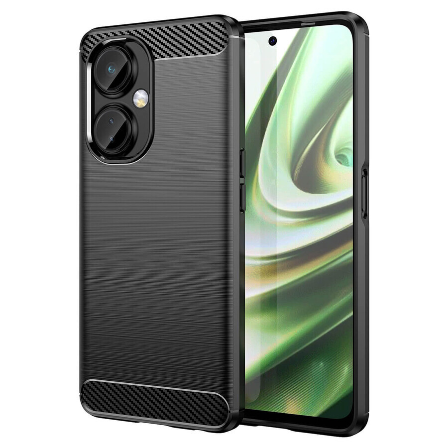 Carbon Hoesje OnePlus Nord CE 3 flexibele siliconen carbon case zwart