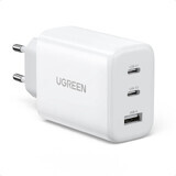 Ugreen încărcător rapid 2x USB Tip C / USB 65W PD3.0, QC3.0/4.0+ alb (CD275)