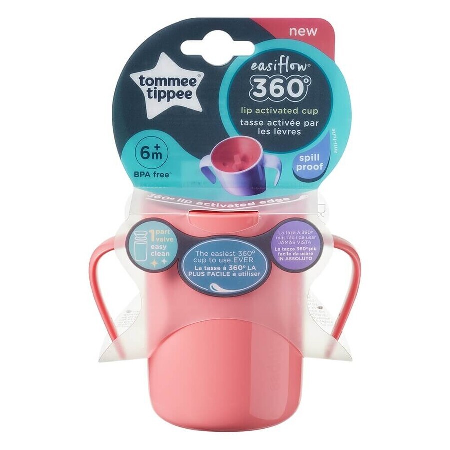 Buy Tommee Tippee, 360° Easiflow cup with handles pink, 200 ml Tommee Tippee, 360° Easiflow cup with handles pink, 200 ml