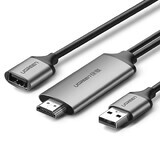Ugreen CM151 50291 USB-A (female) - HDMI adapter with USB-A (male) power port 1.5m - gray