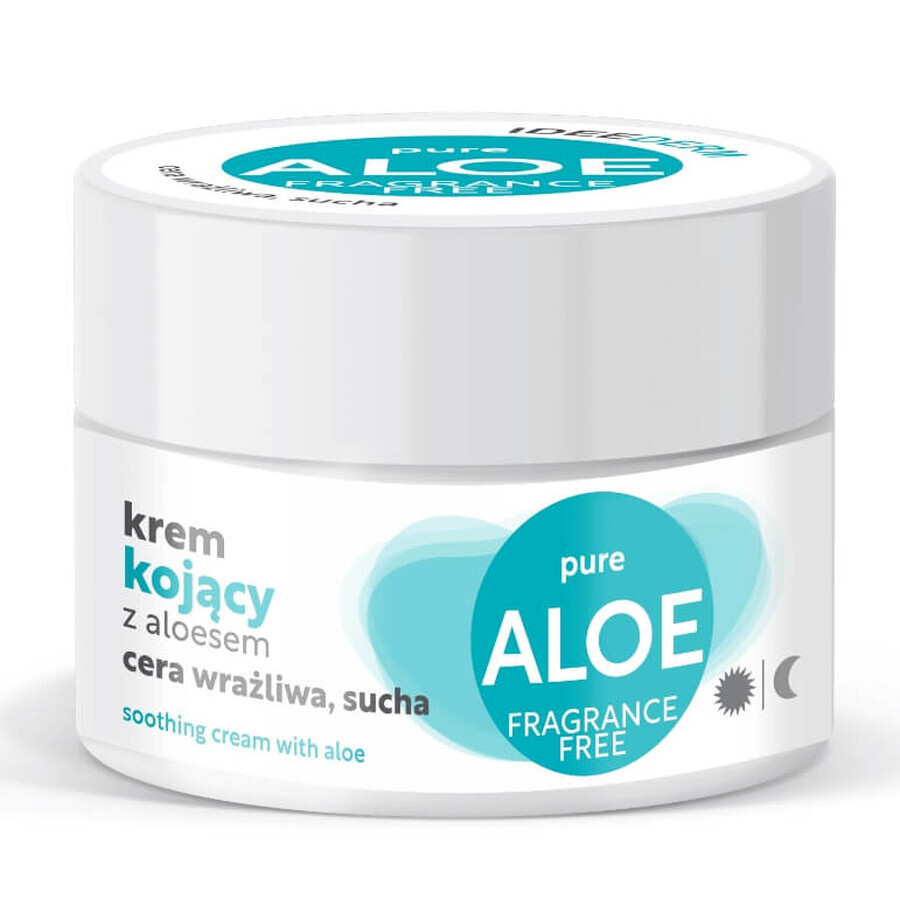 Idee Derm Beruhigende Tages- und Nachtcreme für empfindliche, trockene Haut mit Aloe vera, 50 ml