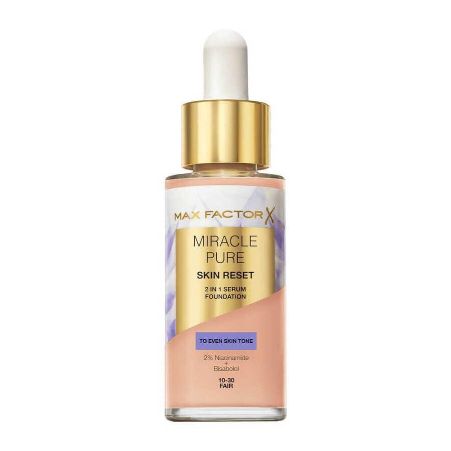 Max Factor Miracle Pure 2-in-1 Skin Reset Nurturing Serum Primer with Vegan Formula 10-30 Fair, 30 ml.